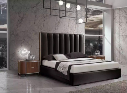 Complete modern bedroom set designer bed + 2x bedside tables 3-piece set